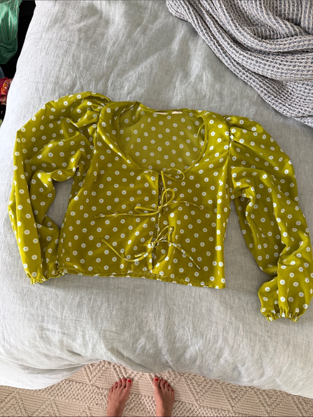 Levi's Lime Green Daisy Tie-Front Crop Top
